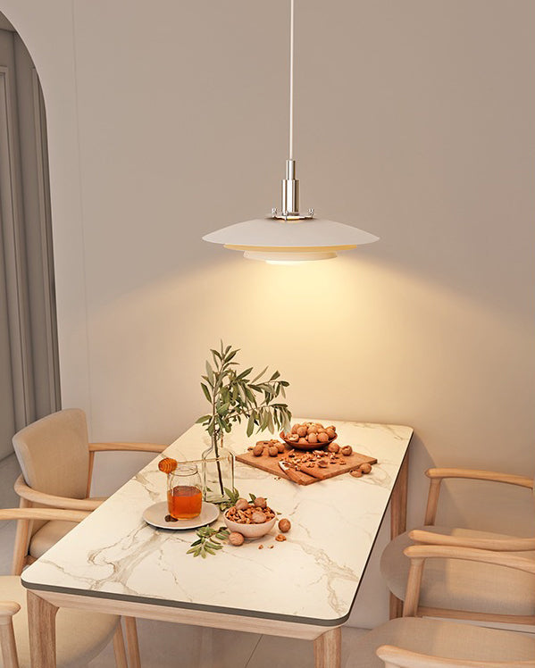 White Danish Designer Pendant Light Minimalist Sculptural LED Dining Room Living Room — 2 Sizes