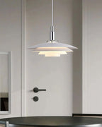 White Danish Designer Pendant Light Minimalist Sculptural LED Dining Room Living Room — 2 Sizes