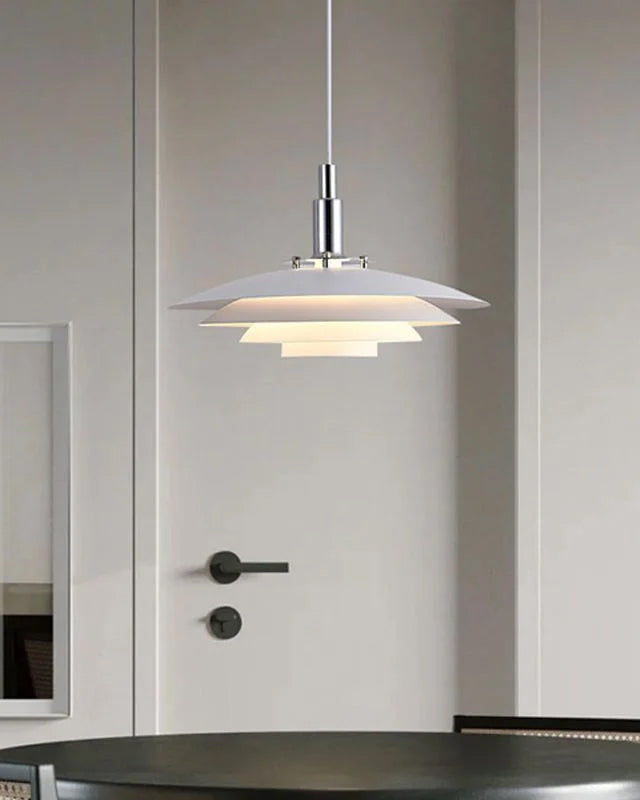 White Danish Designer Pendant Light Minimalist Sculptural LED Dining Room Living Room — 2 Sizes