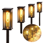 Solar Pathway Lights Stainless Steel Warm White Waterproof Outdoor Garden