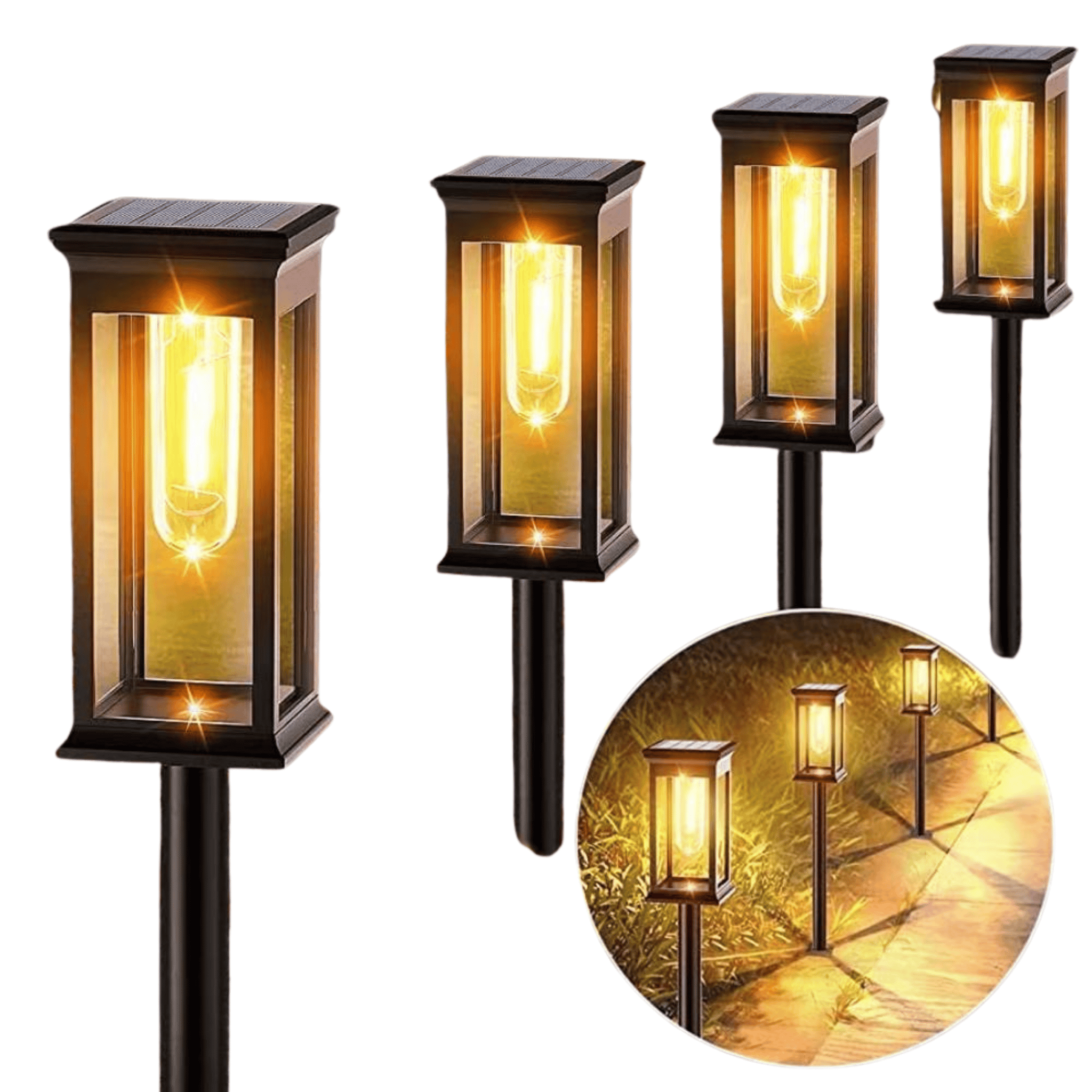 Solar Pathway Lights Stainless Steel Warm White Waterproof Outdoor Garden