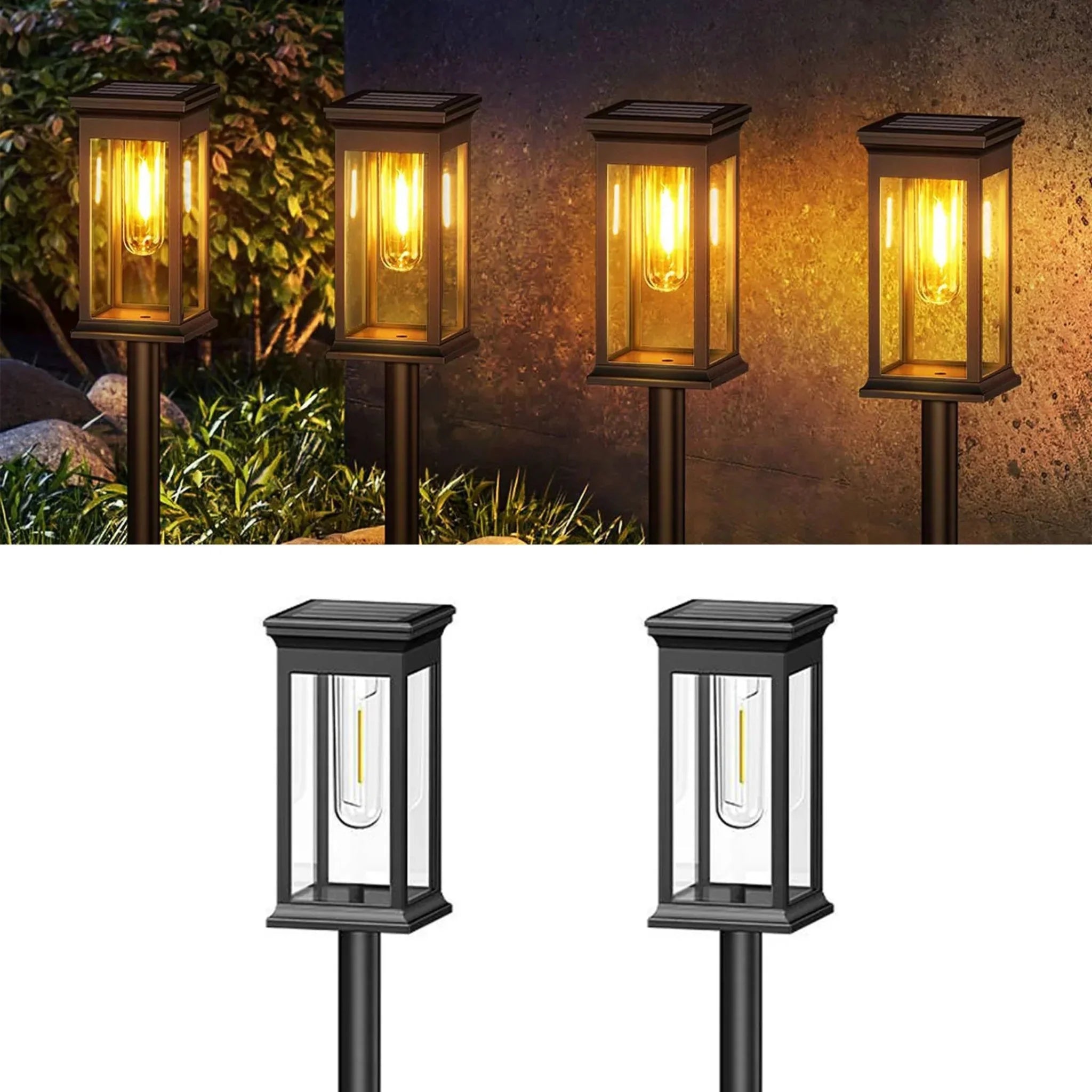 Solar Pathway Lights Stainless Steel Warm White Waterproof Outdoor Garden