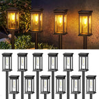 Solar Pathway Lights Stainless Steel Warm White Waterproof Outdoor Garden