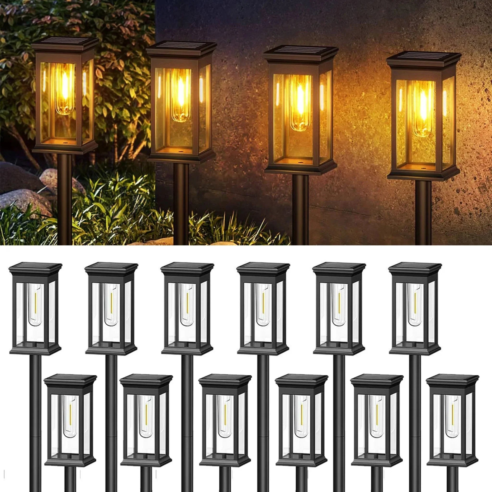 Solar Pathway Lights Stainless Steel Warm White Waterproof Outdoor Garden