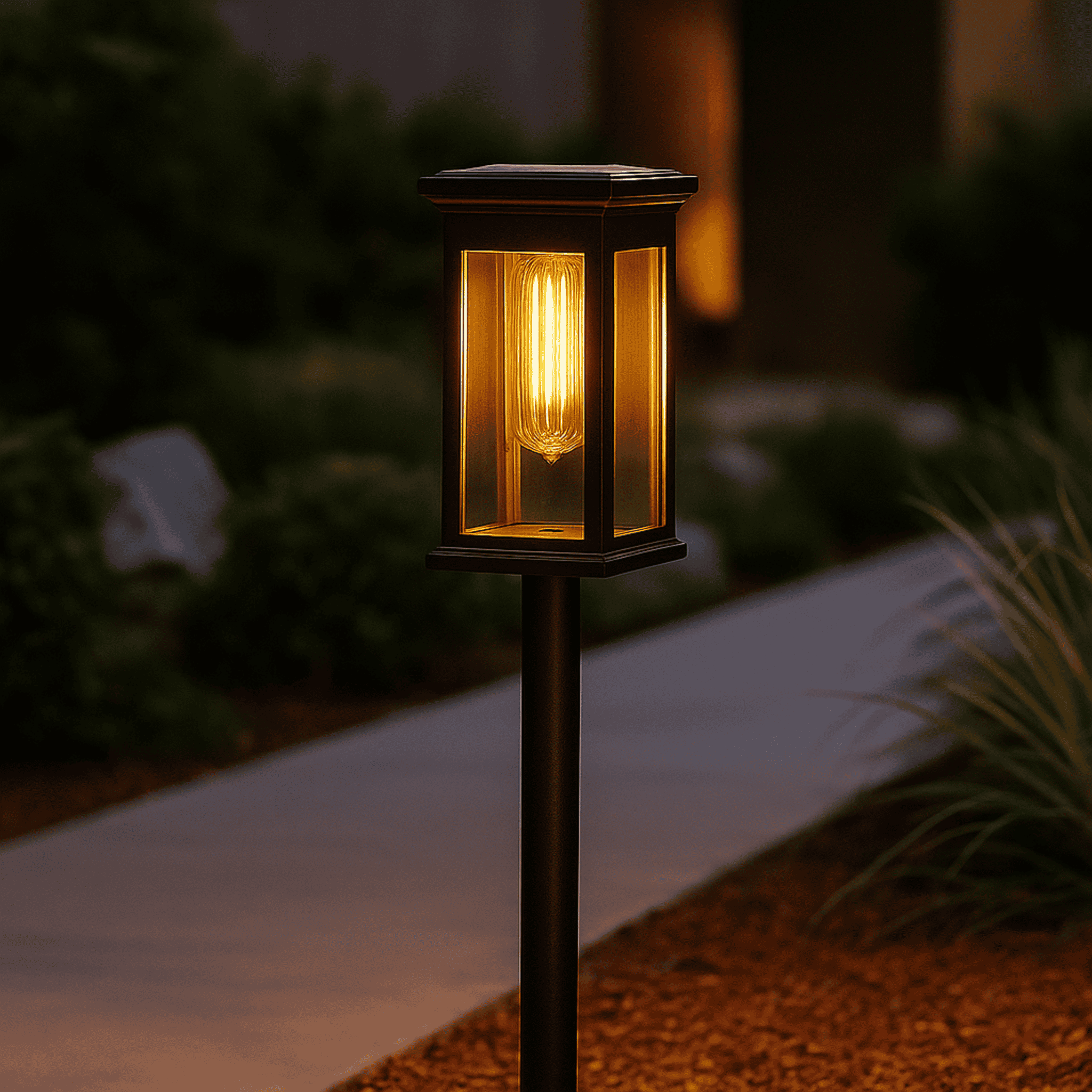 Solar pathway lights waterproof stainless steel outdoor garden warm white LED