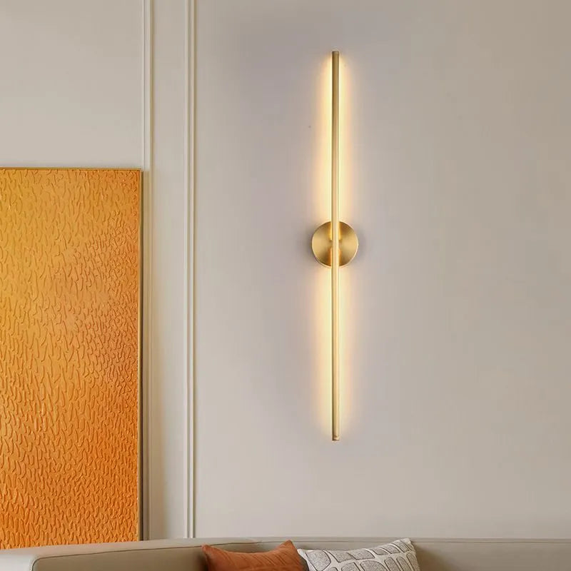 Fauro Modern Linear Metal & Silica Gel Wall-Mounted Lamps, Gold