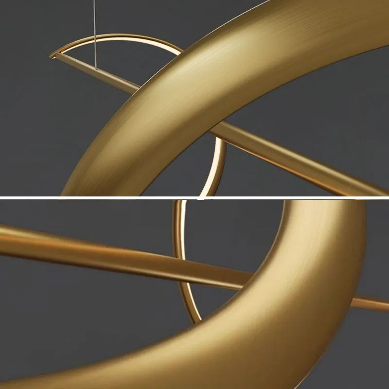 Zelin Pendant Light Wave Minimalist Designer, Metal, Brass/Black