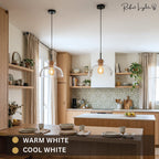 Elegance Glass Lampshade Pendant Light Modern Height Adjustable Dining Room — Small Medium Large