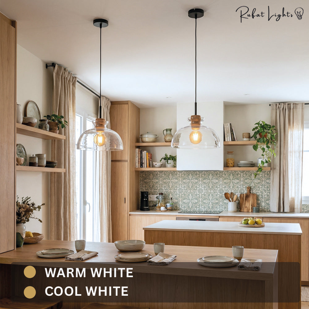 Elegance Glass Lampshade Pendant Light Modern Height Adjustable Dining Room — Small Medium Large