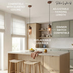 Wood Color Glass LED Pendant Lamp Minimalist Dining Room Bedroom Kitchen — 4 Styles