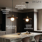 Flying Saucer Wood Pendant Light Real Wood Veneer Dining Room Living Room Kitchen Island