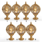 Outdoor Globe Pillar Light Retro Glass Copper Fence Post Hardwired — Black Bronze 7 to 15 Inch Sets