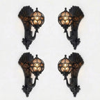 Peacock Outdoor Wall Light Retro European Aluminum Waterproof Hardwired — Black Bronze Sets