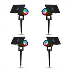 Waterproof RGB Solar Ground Spike Spotlight LED Tree Accent Outdoor — Warm White Singles to 8-Pack