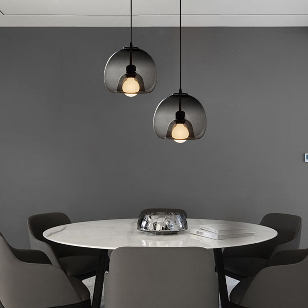 June Globe Glass Pendant Light, Amber/Smoky Grey