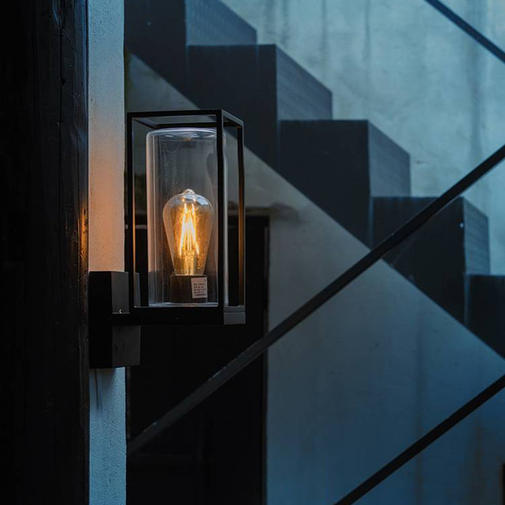 Ray Modern Rectangular Black Metal Outdoor Wall Lamp