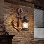 Epoch Anchor Lantern Wall Lamp – Vintage Antique Wooden Bedroom Sconce