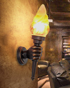 Torch Outdoor Wall Light Retro Flame Style LED Waterproof Porch Garden Entrance — Black Bronze
