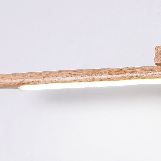 Muto Natural Wood Linear Vanity Wall Lamp with Mirror Front