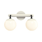2-Light Globe Vanity Wall Sconce Frosted Opal Glass Bathroom Bedroom