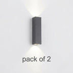Outdoor Rectangular Up-Down LED Wall Light IP65 Waterproof Minimalist Hardwired — Black Singles & Sets