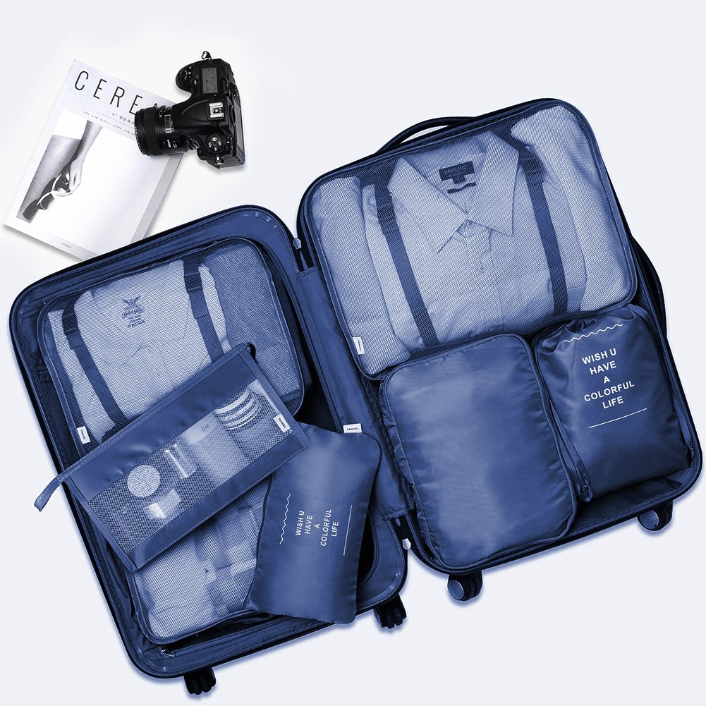7-Piece Travel Packing Cubes Set – Suitcase Clothing Organizer Bags for Luggage, Mesh Packing Cubes & Travel Storage Bags