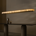 AurumLume Oval Marble LED Pendant Light Luxury Dimmable Dining Room Kitchen Island — 31 to 47 Inch