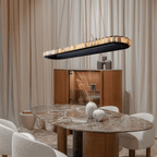 AurumLume Oval Marble LED Pendant Light Luxury Dimmable Dining Room Kitchen Island — 31 to 47 Inch