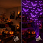 USB-powered Halloween bat projector lamp with base