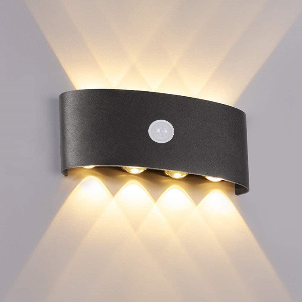 Ray Modern Minimalist Metal LED Wall Lamp with Up and Down Lighting, Black/White