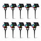 Waterproof RGB Solar Ground Spike Spotlight LED Tree Accent Outdoor — Warm White Singles to 8-Pack