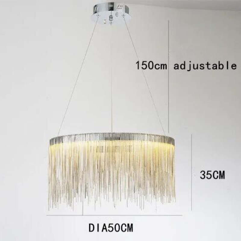 Arisha Tassel Chain Art Deco Pendant Light Silver/Gold Living Room/Hall