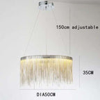 Arisha Tassel Chain Art Deco Pendant Light Silver/Gold Living Room/Hall
