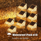 Solar Recessed Stair Step Lights IP67 Outdoor Waterproof In-Ground — 4, 6, 8 & 12-Pack