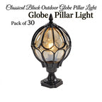 Outdoor Globe Pillar Light Retro Glass Copper Fence Post Hardwired — Black Bronze 7 to 15 Inch Sets