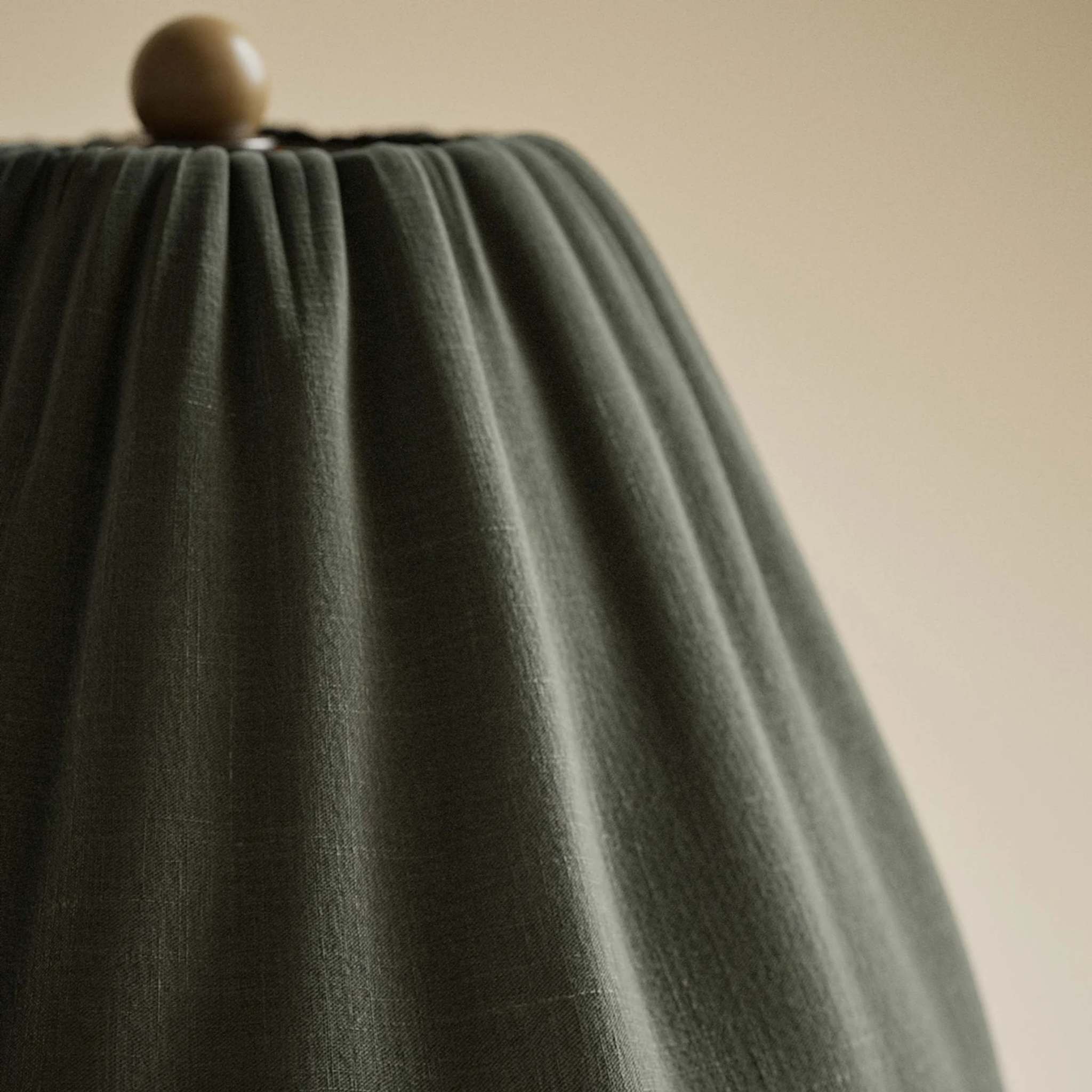 Auralis Pleated Khaki Fabric Table Lamp Sculptural Japandi Style Bedside Bedroom