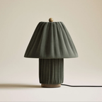Auralis Pleated Khaki Fabric Table Lamp Sculptural Japandi Style Bedside Bedroom