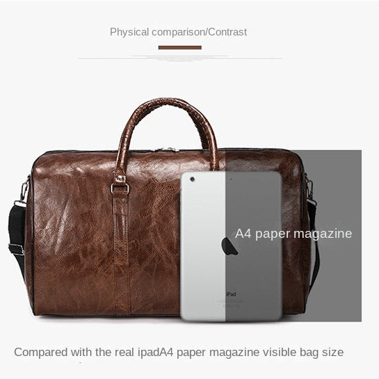 Sac de voyage polochon vintage en cuir marron – Grand sac week-end bandoulière