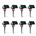 Waterproof RGB Solar Ground Spike Spotlight LED Tree Accent Outdoor — Warm White Singles to 8-Pack