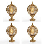 Outdoor Globe Pillar Light Retro Glass Copper Fence Post Hardwired — Black Bronze 7 to 15 Inch Sets