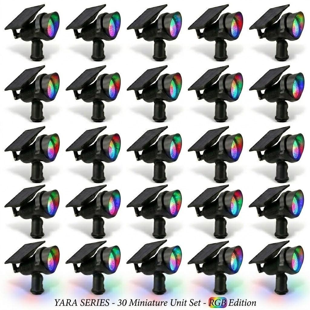 Solar Lawn Spotlights Adjustable Outdoor Tree Accent Light Aluminum — Warm White & RGB Sets