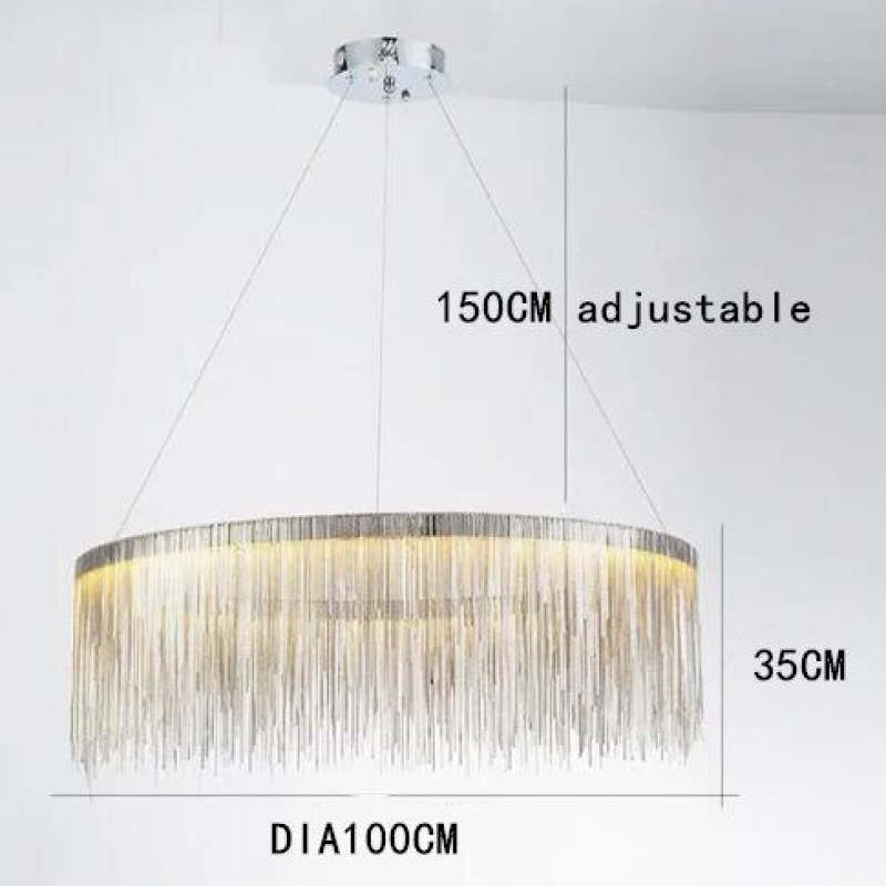 Arisha Tassel Chain Art Deco Pendant Light Silver/Gold Living Room/Hall