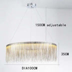 Arisha Tassel Chain Art Deco Pendant Light Silver/Gold Living Room/Hall