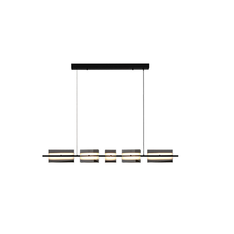 Arisha Modern Nordic Linear Copper/Glass Pendant Light, Brass/Black