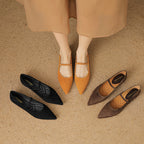 Women’s Retro Mary Jane Flats – Vegan Suede Low Heel Comfort Shoes