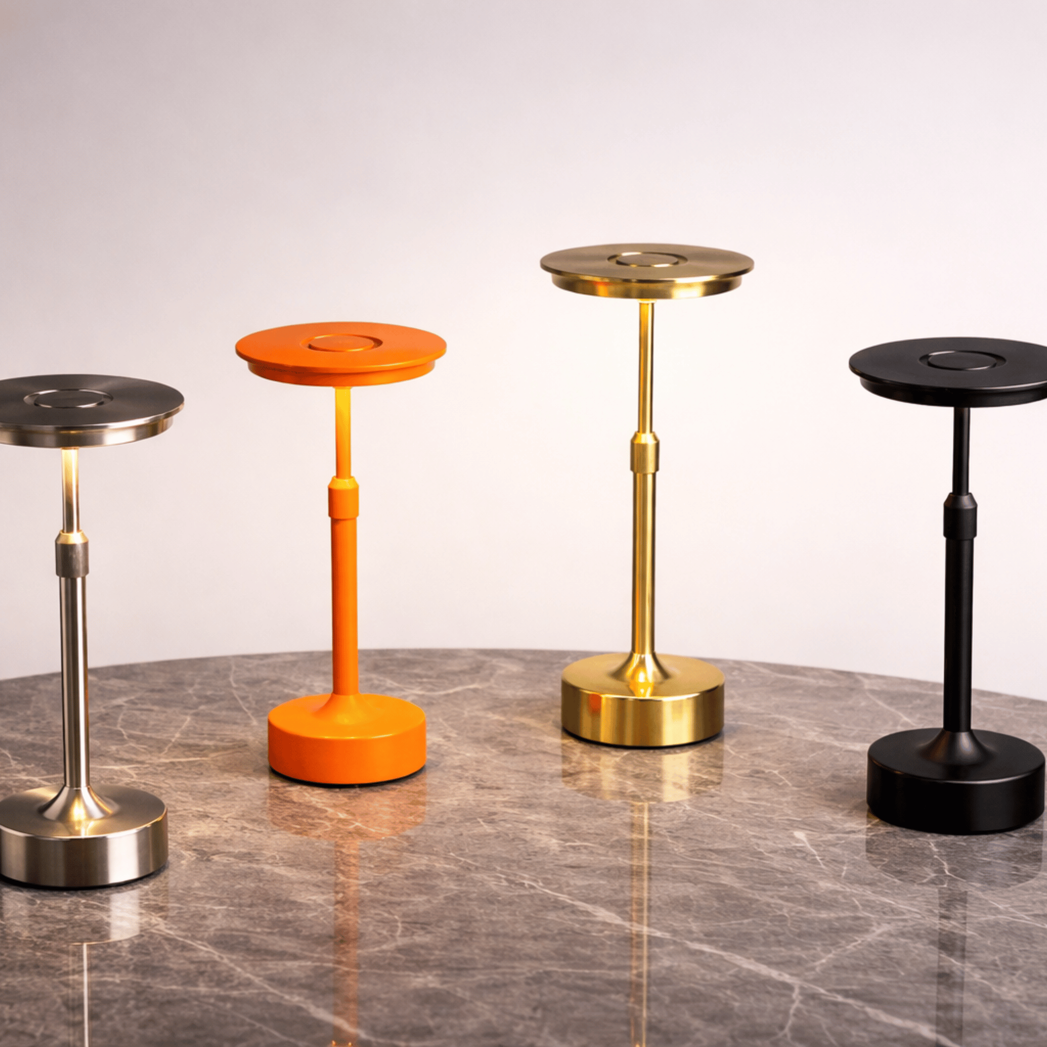 Rise Cordless LED Table Lamp Rechargeable Minimalist Restaurant Bar Bedside — Orange Black Silver Gold