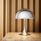 GlowCap Retro LED Desk Light Minimalist Scandinavian Bedside Dining — White Silver Chrome
