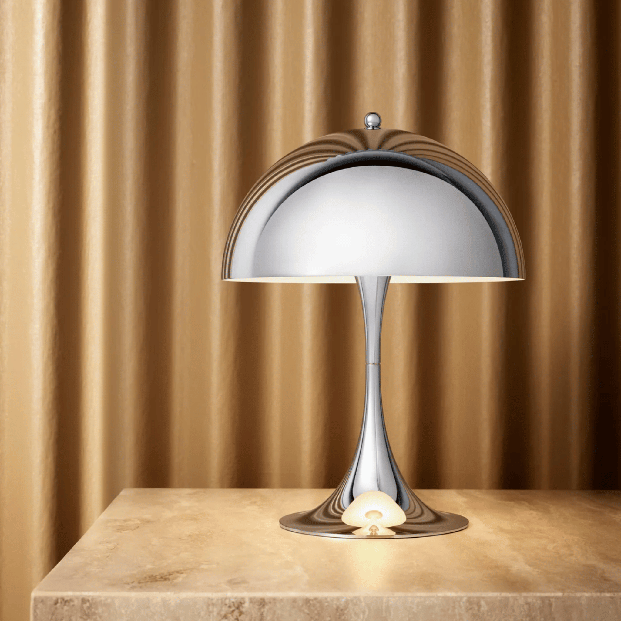 GlowCap Retro LED Desk Light Minimalist Scandinavian Bedside Dining — White Silver Chrome