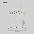 Arisha Pendant Light Linear/Double Curve Modern, Metal, Black/Gold