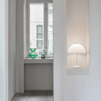 GlowCap Retro LED Desk Light Minimalist Scandinavian Bedside Dining — White Silver Chrome